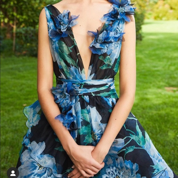 Marchesa couture floral chiffon gown - Picture 2 of 7